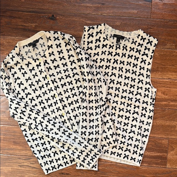 Black and White Bow Patterned Cardigan and Shell Set - Picture 6 of 7